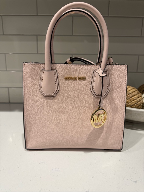 Michael Kors Handbags - Michael Kors Blush Pink Leather Satchel with Gold MK Charm small crossbody